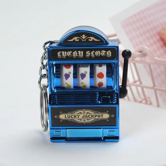Fruit Slot Machine Keychain Lucky Charm Jackpot Keychains Mini Casino Pendant Bag Charm Novelty Gifts for Kids Adults
