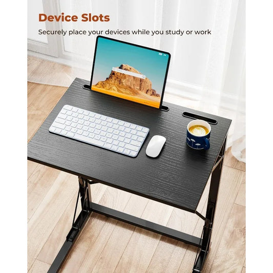 21''Wx28''H Folding TV Tray, Small Foldable C-Shaped End Table for Eating